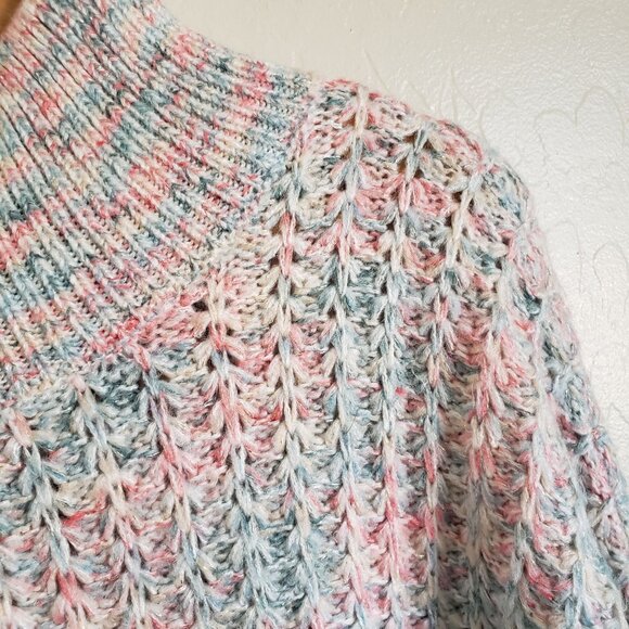 LC Lauren Conrad Knit Pastel Mock Neck Sweater Blue/Pink Sz Women's XXL Metallic - Picture 7 of 11